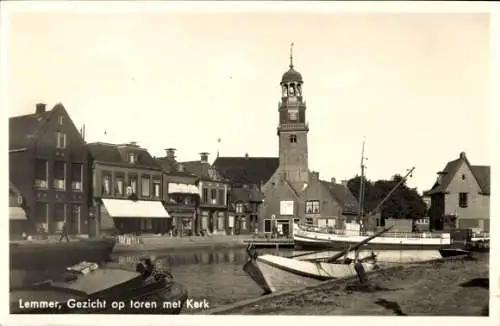 Ak Lemmer Friesland Niederlande, Blick auf Turm mit Kirche