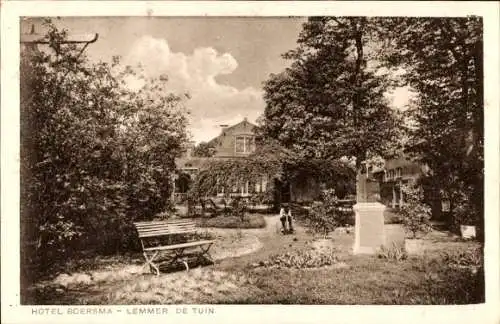 Ak Lemmer de Tuin Friesland, Hotel Boersma, Garten, Sitzbank