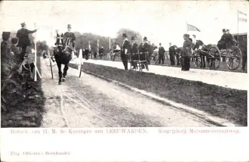 Ak Leeuwarden Fryslân Niederlande, Besuch der Königin, Marsumerstraatweg