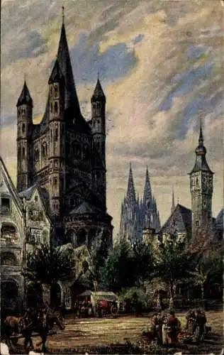 Künstler Ak Geissler P., Köln, St. Martin, Stapelhaus und Dom