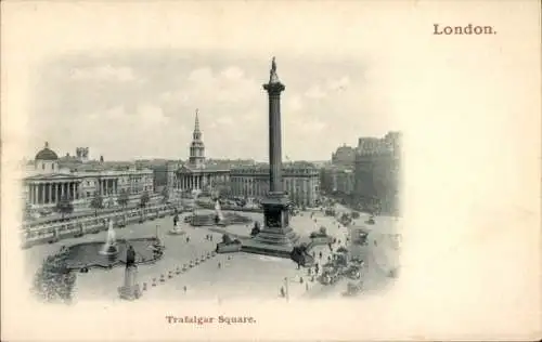 Ak London Stadt England, Trafalgar Square, Nelson Monument