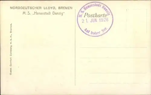 Ak Dampfer MS Hansestadt Danzig, Norddeutscher Lloyd Bremen