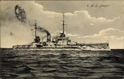 Ak Deutsches Kriegsschiff, SMS Posen, Großlinienschiff