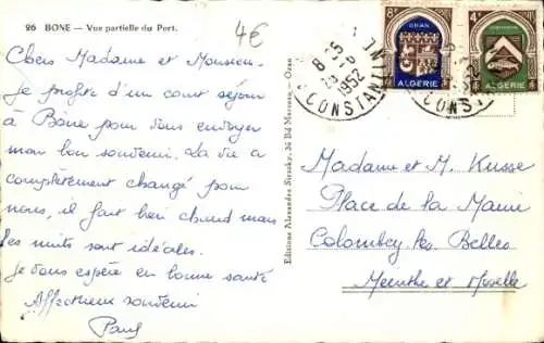 Ak Os Algerien, Teilansicht des Hafens