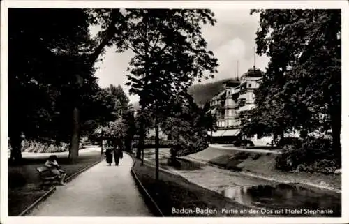 Ak Baden Baden am Schwarzwald, Oos, Uferweg, Hotel Stephanie