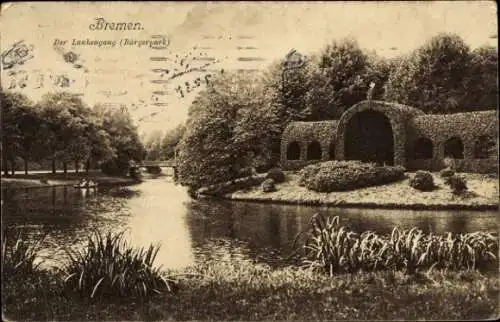 Ak Hansestadt Bremen, Laubengang, Bürgerpark, Brücke