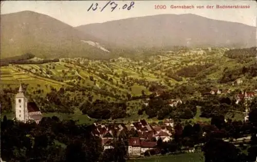 Ak Gernsbach im Murgtal Schwarzwald, Blick von der Badenerstraße