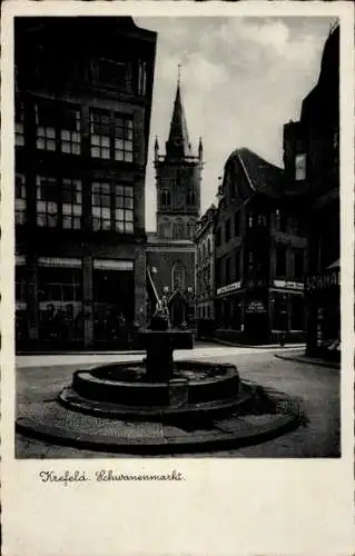 Ak Krefeld am Niederrhein, Schwanenmarkt, Brunnen