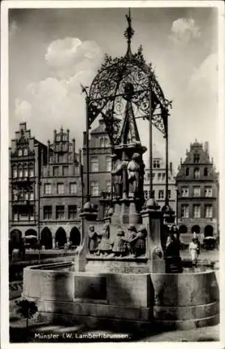 Ak Münster in Westfalen, Lambertibrunnen