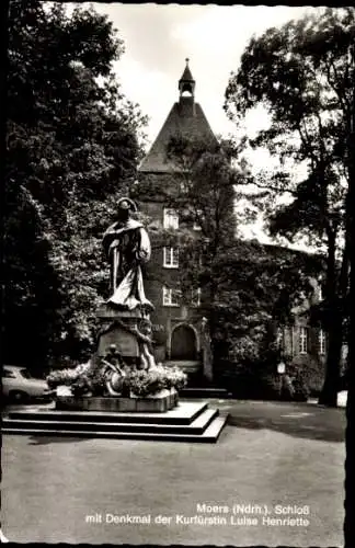 Ak Moers am Niederrhein, Schloss, Denkmal Kurfürstin Luise Henriette