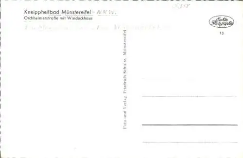 Ak Bad Münstereifel in Nordrhein Westfalen, Orchheimer Straße mit Windeckhaus