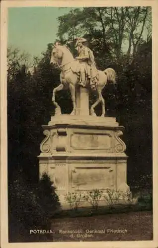 Ak Potsdam Sanssouci, Denkmal Friedrich des Großen