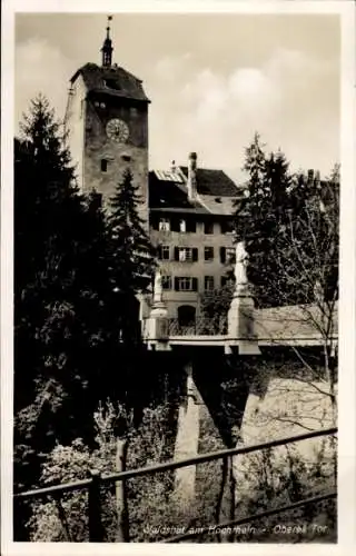 Ak Waldshut Tiengen am Hochrhein, Oberes Tor, Turmuhr