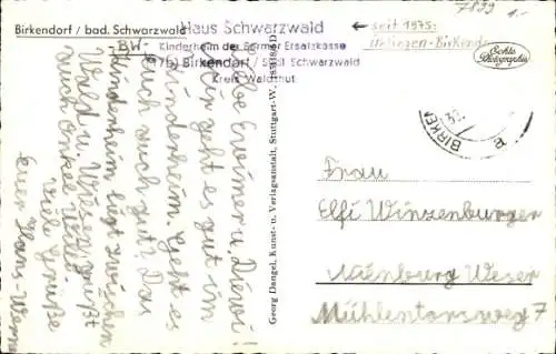 Ak Birkendorf im Schwarzwald, Teilansicht, Kirchturm