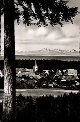 Ak Birkendorf im Schwarzwald, Teilansicht, Kirchturm