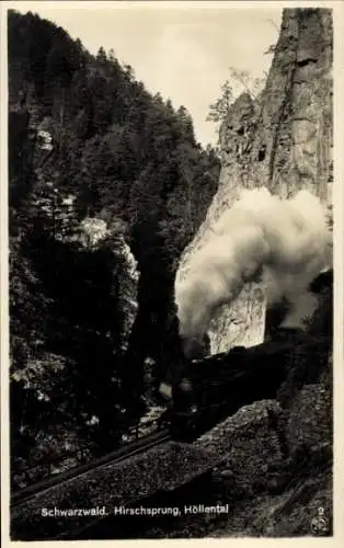 Ak Buchenbach im Schwarzwald, Hirschsprung im Höllental, Eisenbahn, Dampflokomotive