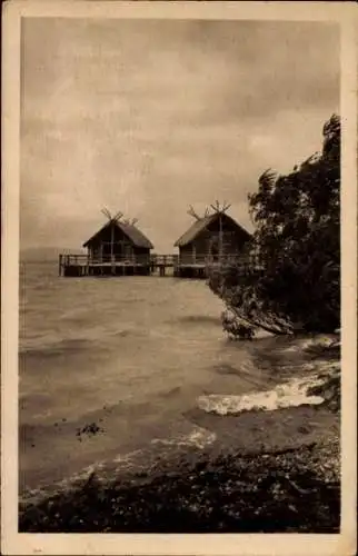 Ak Unteruhldingen Uhldingen Mühlhofen am Bodensee, Pfahlbauten