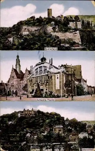 Ak Bielefeld in Nordrhein Westfalen, Rathaus, Theater, Ruine, Johannisberg