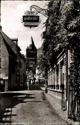 Ak Bacharach am Rhein, Blücherstraße mit Steeger Tor, Hotel Gelber Hof