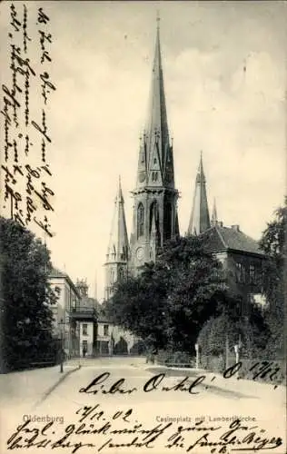 Ak Oldenburg im Großherzogtum Oldenburg, Casinoplatz mit Lambertikirche