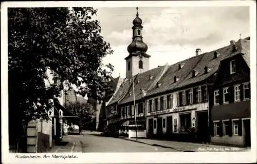 Ak Rüdesheim am Rhein, am Marktplatz, Kolonialwarenhandlung