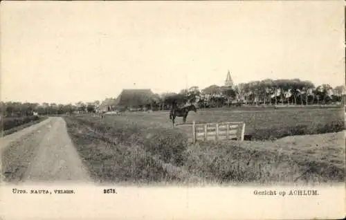 Ak Achlum Fryslân Niederlande, Blick auf das Dorf