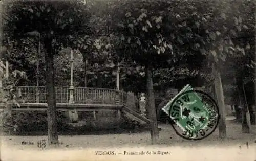 Ak Verdun Meuse, Promenade de la Digue