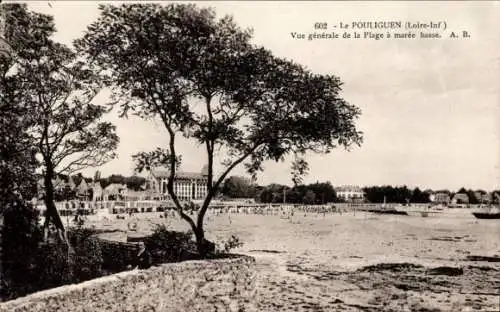 Ak Le Pouliguen Loire Atlantique, Vue generale de la Plage a maree basse