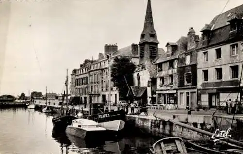 Ak Honfleur Calvados, Bassin de l'Ouest, Quai St-Etienne