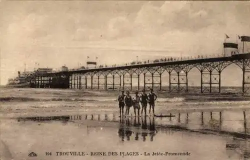 Ak Trouville Calvados, Reine des Plages, La Jetee-Promenade