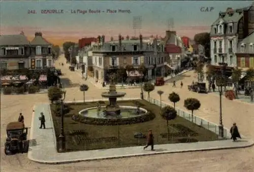 Ak Deauville Calvados, Plage fleurie, Place Morny