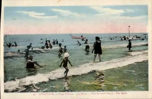 Ak Deauville La Plage Fleurie Calvados, Les Bains