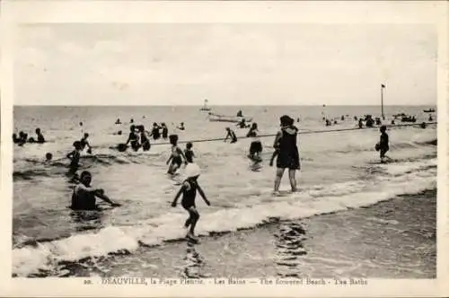 Ak Deauville La Plage Fleurie Calvados, Les Bains