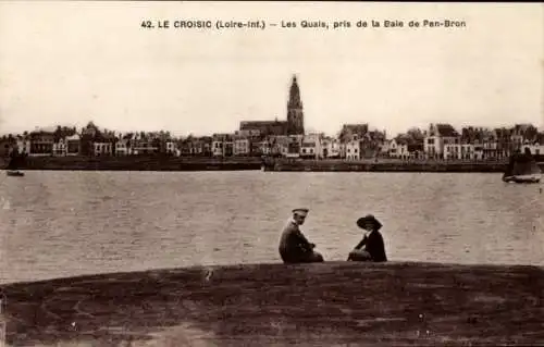 Ak Le Croisic Loire Atlantique, Les Quais, pris de la Baie de Pen-Bron