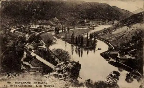 Ak Besançon les Bains Doubs, Vallee de Casamene, L'Ile Maipas