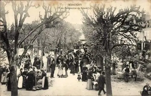 Ak Marcigny Saône et Loire, une perspective du Cours