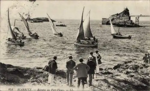 Ak Biarritz Pyrénées Atlantiques, Regates au Port-Vieux, Segelboote