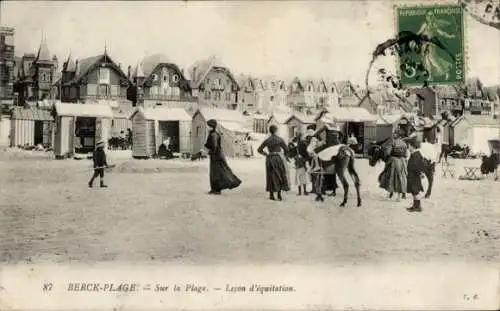 Ak Berck Plage Pas de Calais, Lecon d'equitation, Strand