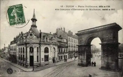 Ak Dijon Côte d'Or, Porte Guillaume, Comptoir d'Escompte de Mulhouse