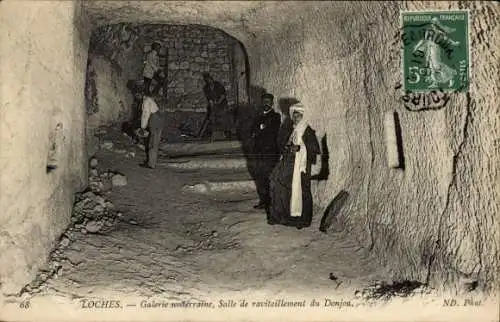 Ak Loches Indre-et-Loire, Galerie souterraine, Salle de ravitaillement du Donjon