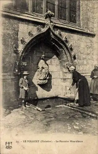 Ak Le Folgoet Finistère, The Miraculous Fountain, Wunderbrunnen