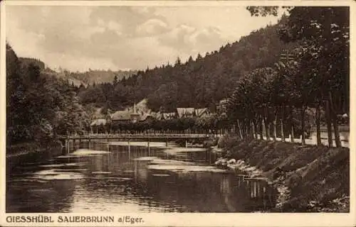 Ak Kyselka Gießhübl Giesshübl Sauerbrunn Region Karlsbad, Flussblick