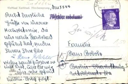 Ak Karlovy Vary Karlsbad Stadt, Hirschensprung