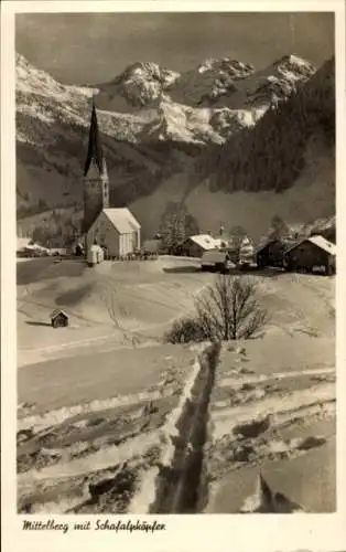 Ak Mittelberg im Kleinwalsertal Vorarlberg, Schafalpköpfer, Winterlandschaft