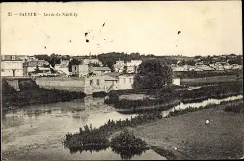 Ak Saumur Maine et Loire, Levée de Nantilly, Blick auf den Ort