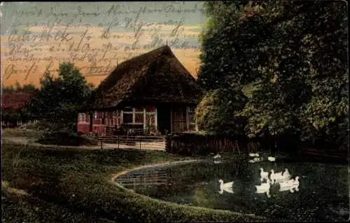 Ak Handorf Lüneburger Heide, Dorfidyll, Bauernhaus