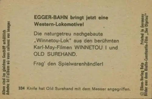 Sammelbild Karl May, Filmszene "Der Ölprinz", Old Surehand, Bild 334