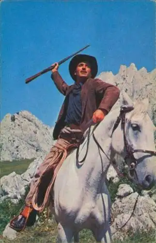 Sammelbild Karl May, Filmszene Winnetou III, Unter Geiern, Nr. 152, Rollins