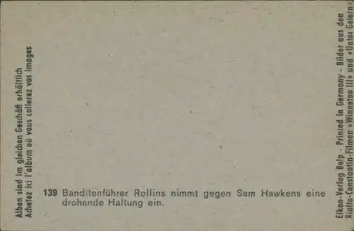 Sammelbild Karl May, Filmszene "Winnetou III" und "Unter Geiern", Bild 139, Rollins