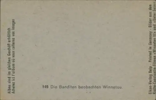 Sammelbild Karl May, Filmszene Winnetou III, Unter Geiern, Bild 149, Banditen beobachten Winnetou